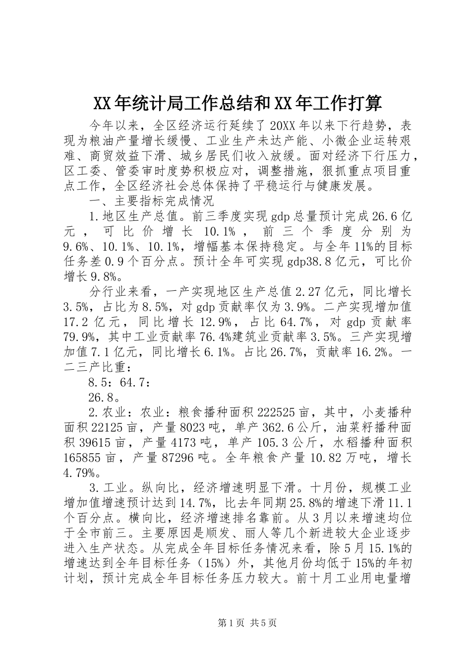 2024年统计局工作总结和工作打算_第1页