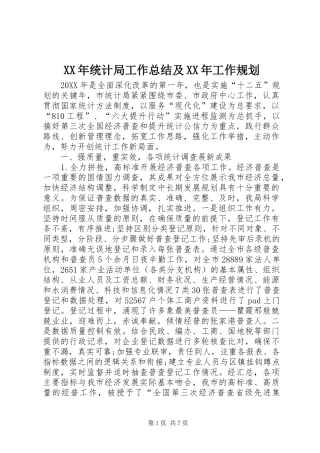 2024年统计局工作总结及工作规划