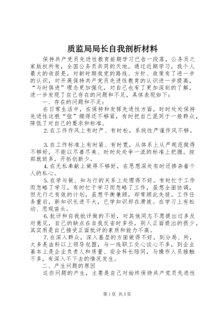 2024年质监局局长自我剖析材料