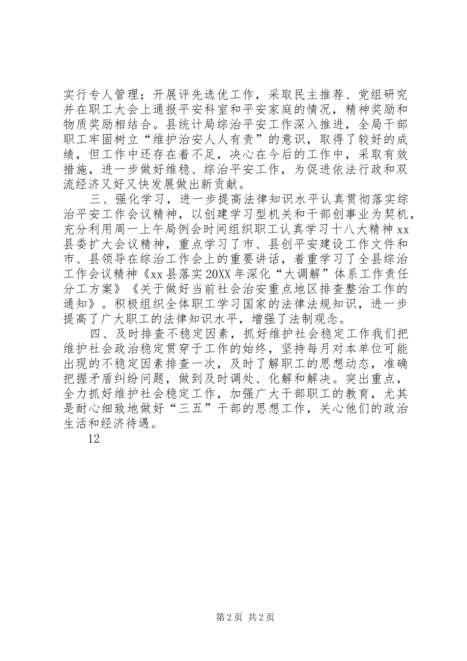 2024年统计局社会治安综合治理工作总结_第2页