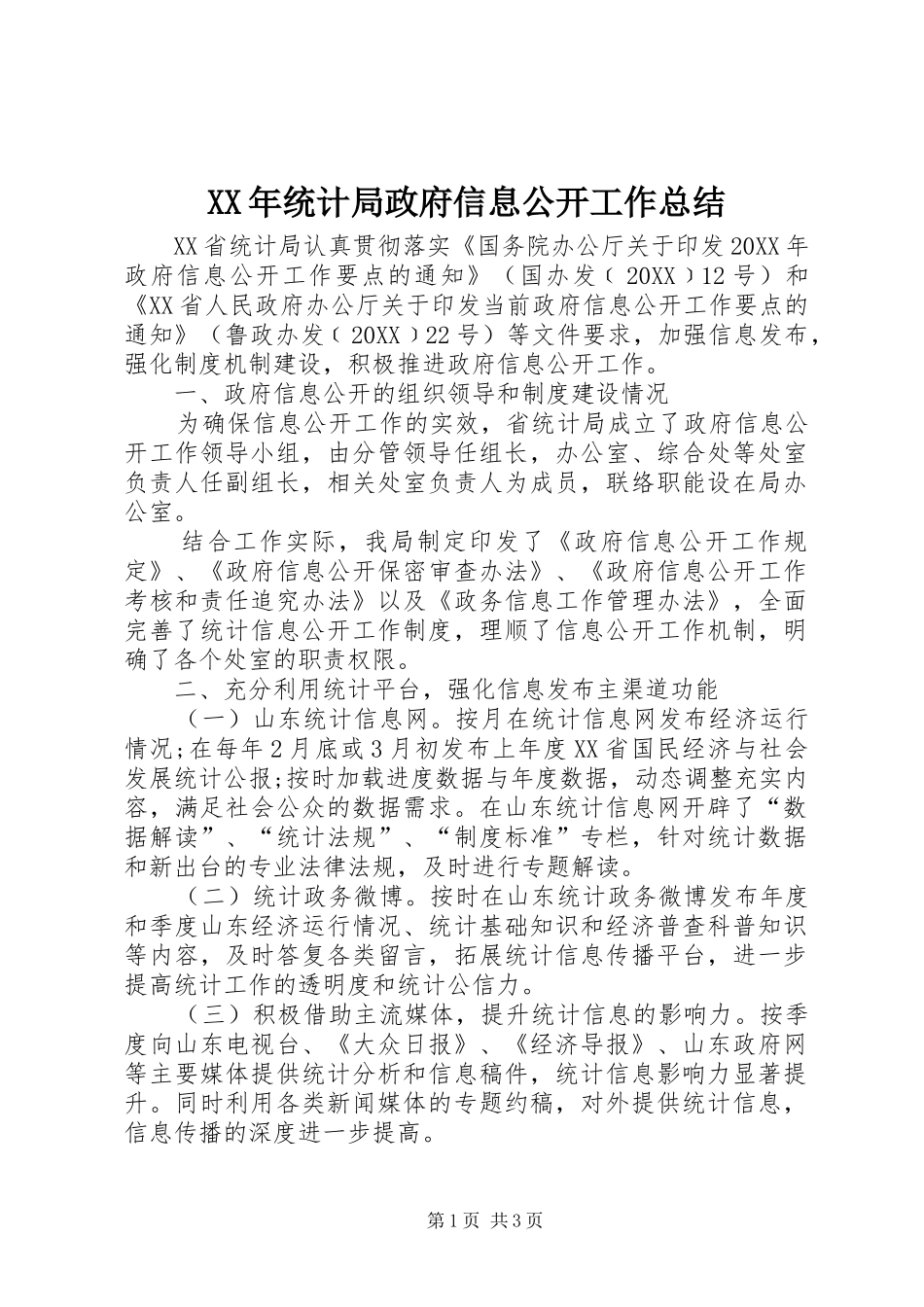 2024年统计局政府信息公开工作总结_第1页