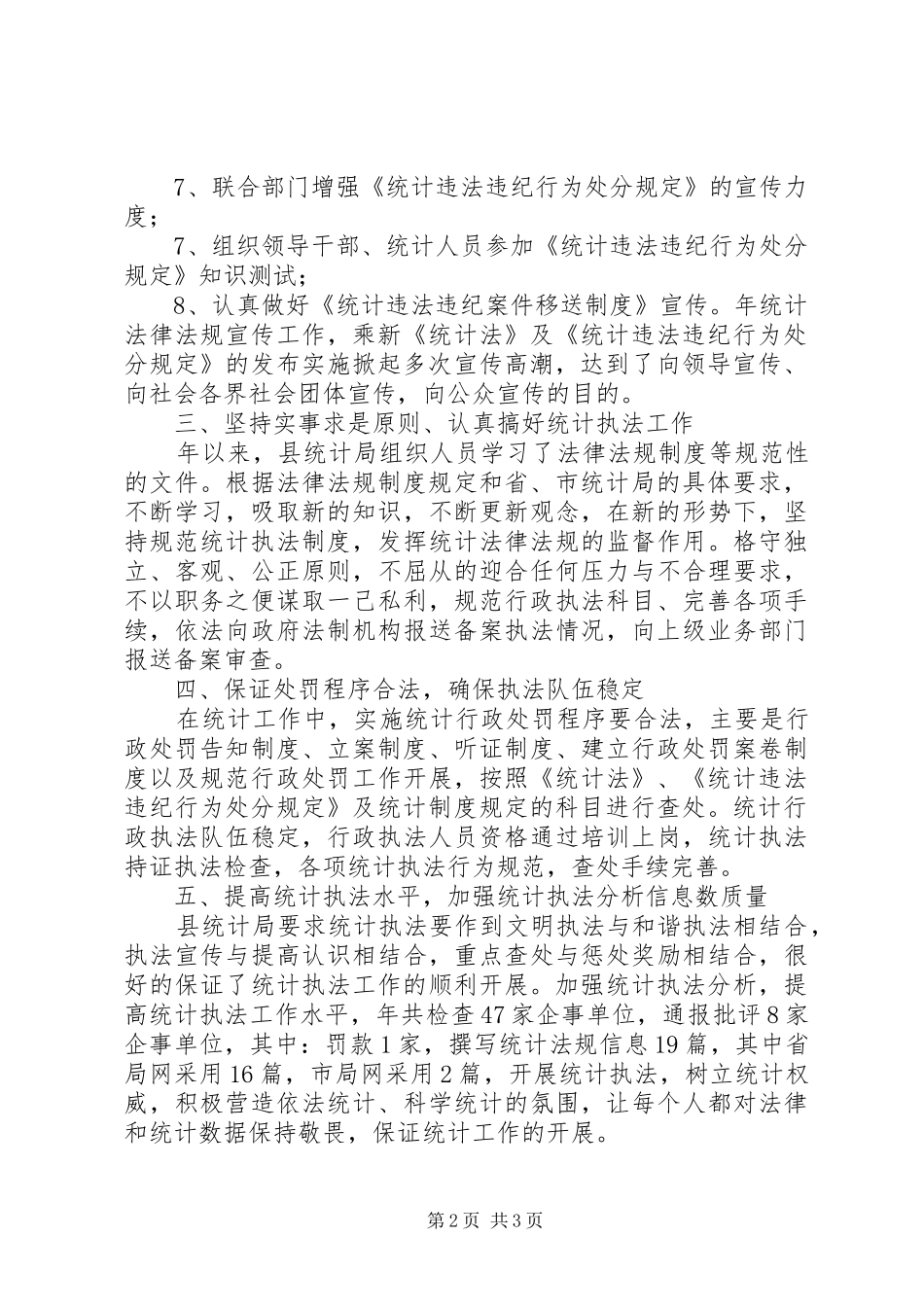 2024年统计局执法工作总结范文_第2页