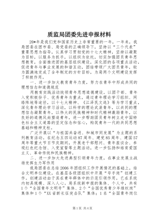 2024年质监局团委先进申报材料