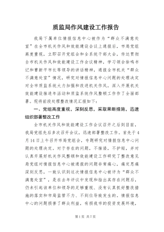 2024年质监局作风建设工作报告