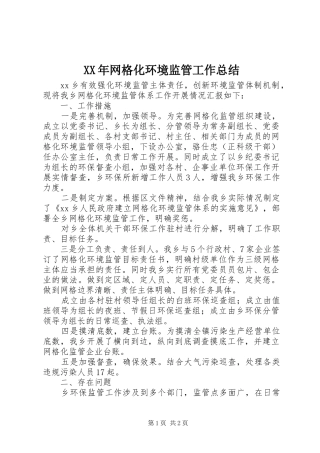 2024年网格化环境监管工作总结