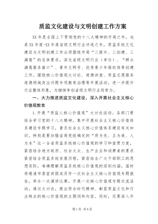 2024年质监文化建设与文明创建工作方案