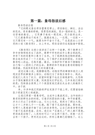 2024年象母怨读后感