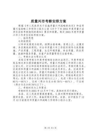 2024年质量兴市考察安排方案