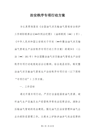 2024年治安秩序专项行动方案