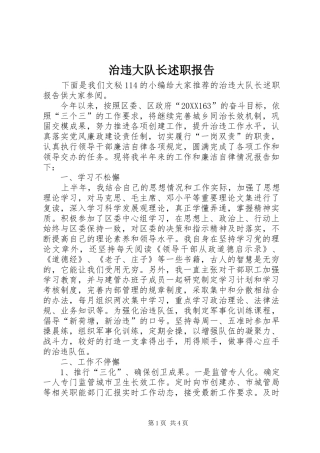 2024年治违大队长述职报告
