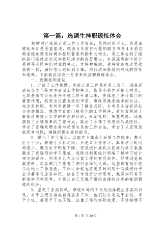 2024年选调生挂职锻炼体会