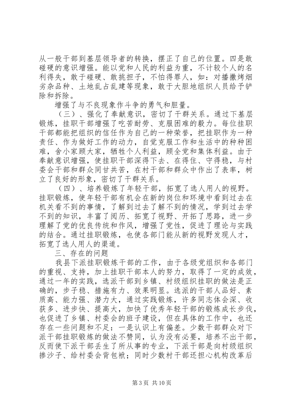 2024年选派年轻干部到乡村挂职锻炼工作总结_第3页