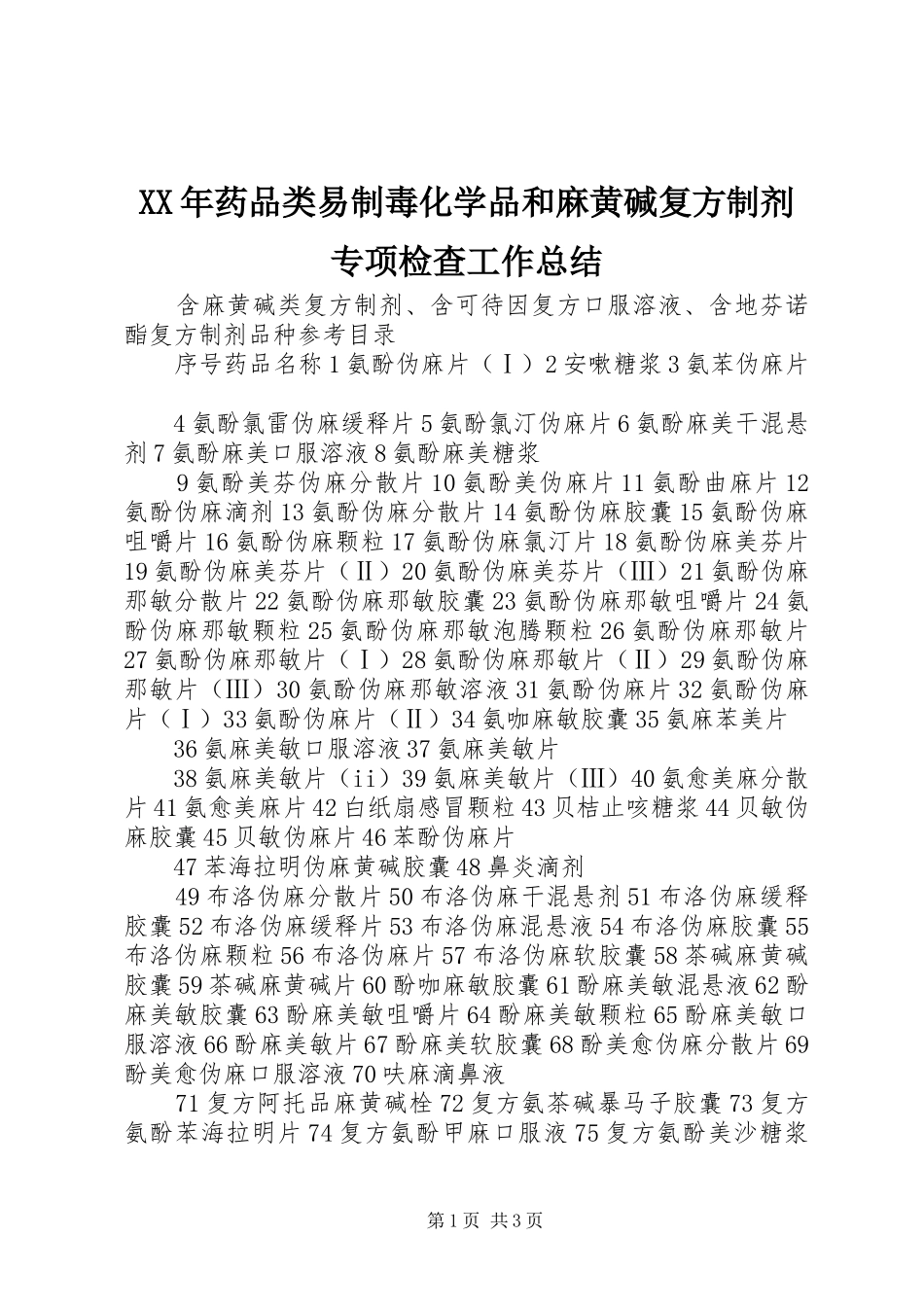 2024年药品类易制毒化学品和麻黄碱复方制剂专项检查工作总结_第1页