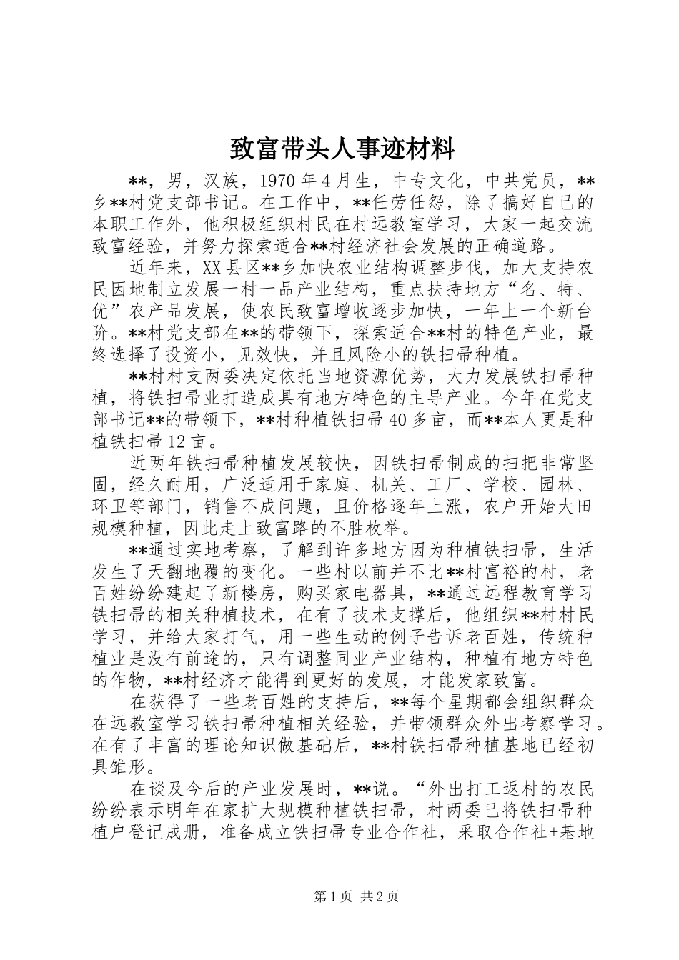 2024年致富带头人事迹材料_第1页