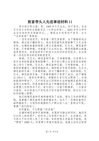 2024年致富带头人先进事迹材料