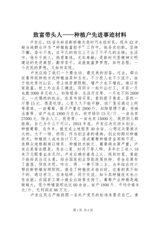 2024年致富带头人种植户先进事迹材料