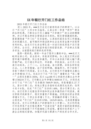 2024年银行开门红工作总结