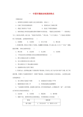 （课堂设计）高中历史 1.1 中国早期政治制度的特点每课一练 人民版必修1