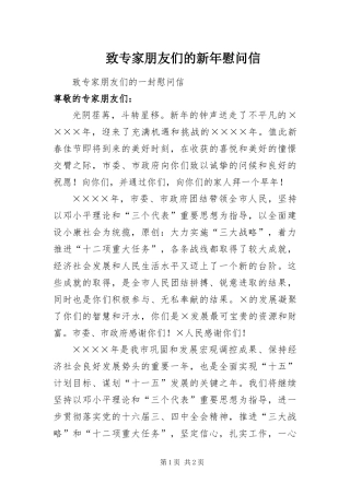 2024年致专家朋友们的新年慰问信