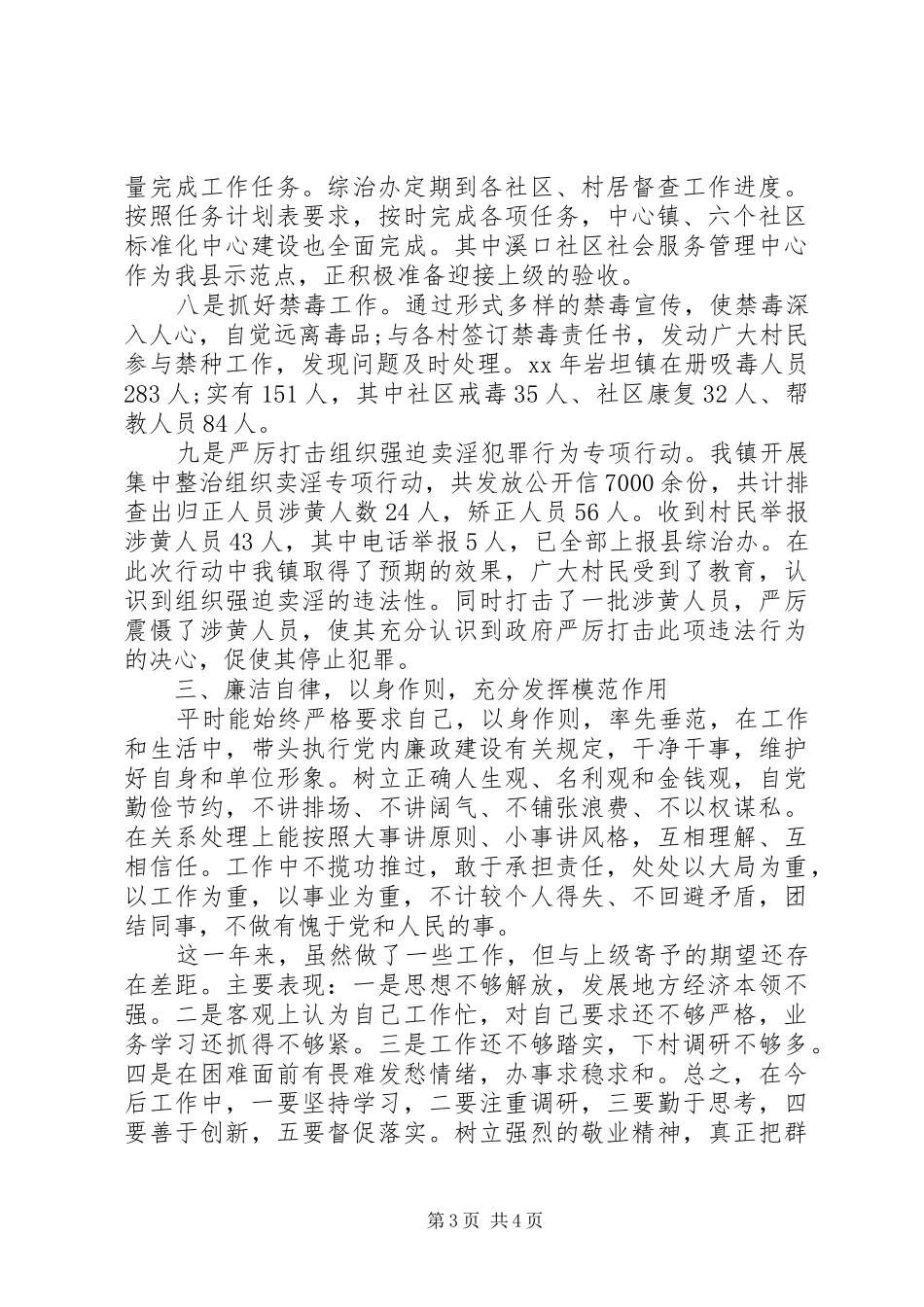 2024年镇党三严三实委副书记述职述廉报告_第3页