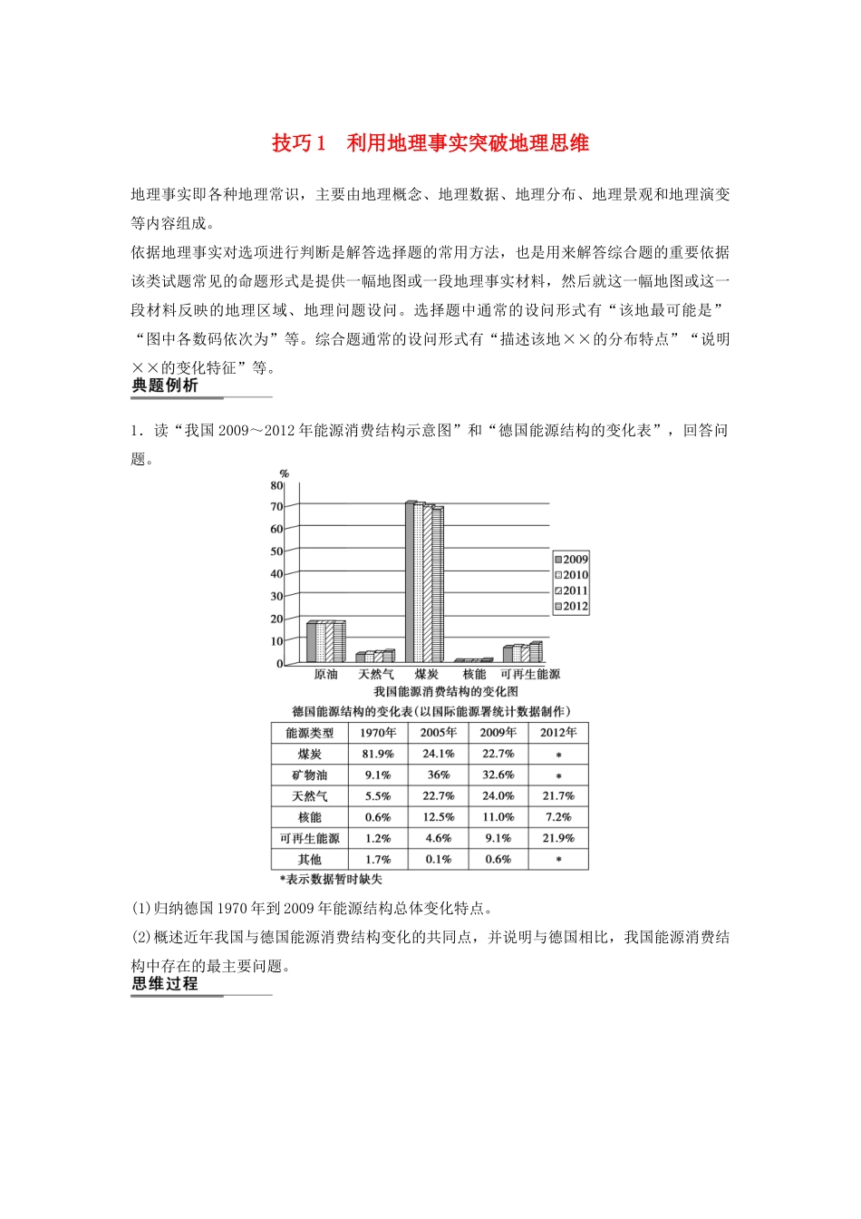 （课标通用）高考地理二轮复习 考前三个月 第二部分 规范技巧篇 专题1 技巧1 利用地理事实突破地理思维_第1页
