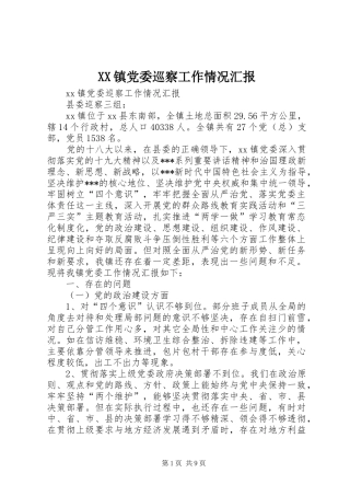 2024年镇党委巡察工作情况汇报