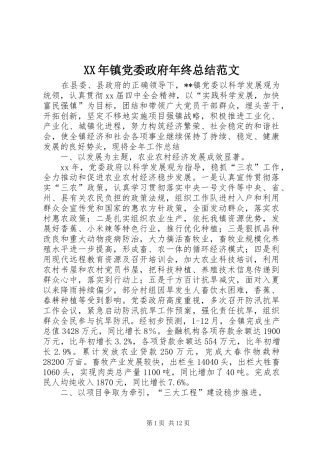 2024年镇党委政府年终总结范文