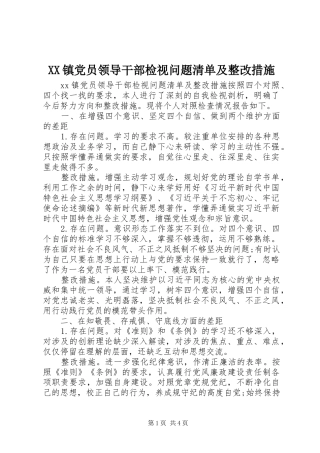 2024年镇党员领导干部检视问题清单及整改措施