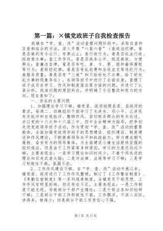 2024年镇党政班子自我检查报告