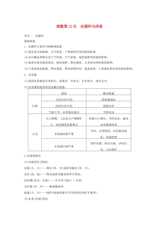 （课标通用）高考地理二轮复习 考前三个月 第三部分 考前静悟篇 倒数第12天 水循环与洋流
