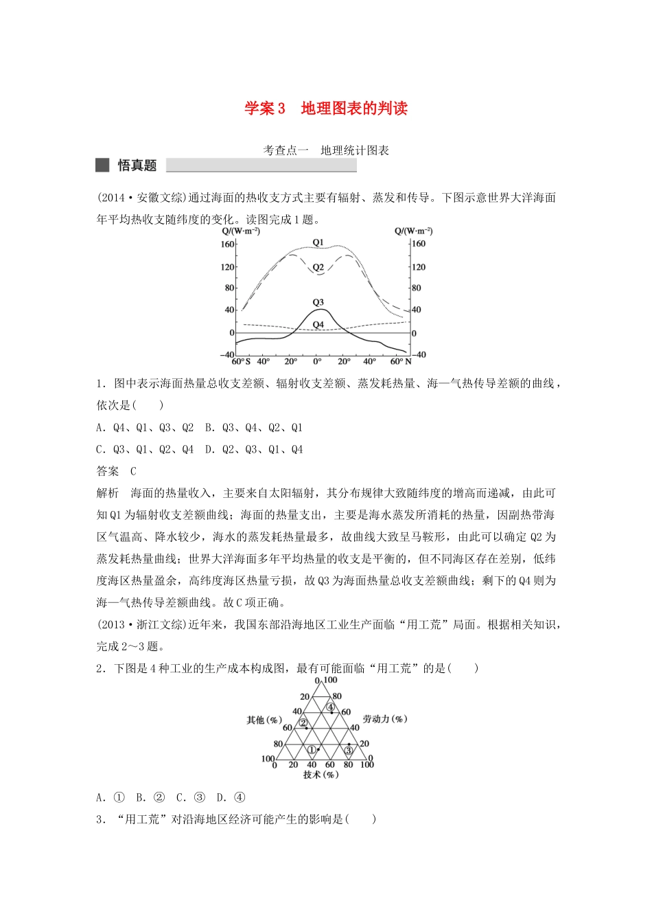 （课标通用）高考地理二轮复习 考前三个月 第一部分 专题1-3 地理图表的判读_第1页