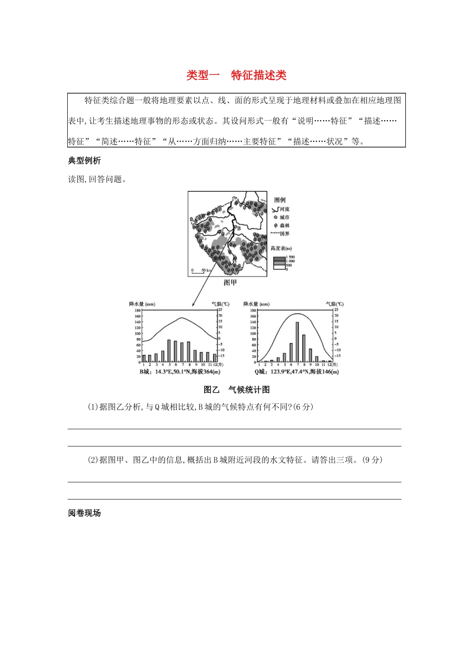 （课标版）高考地理二轮复习 解题技能类型一 特征描述类练习-人教版高三全册地理试题_第1页