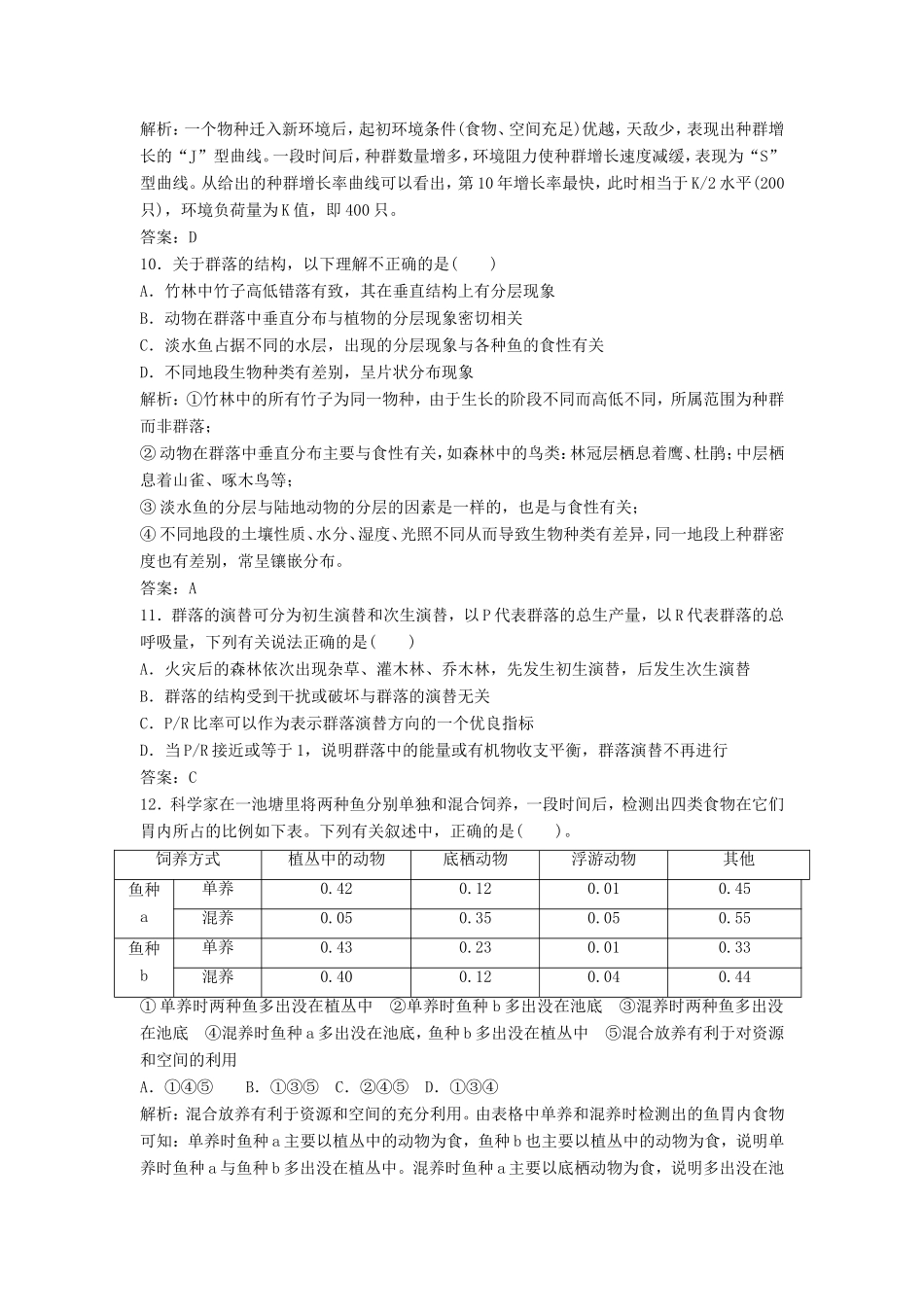 （课堂设计）高中生物 第三章 生物群落的演替本章测试（A卷）苏教版必修3_第3页