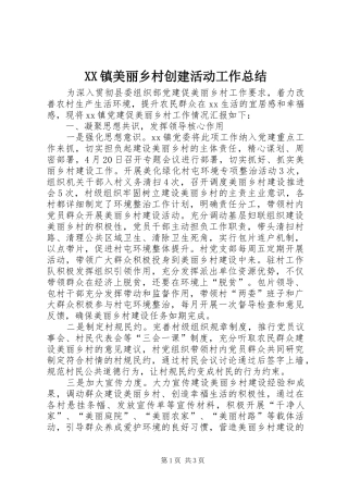 2024年镇美丽乡村创建活动工作总结