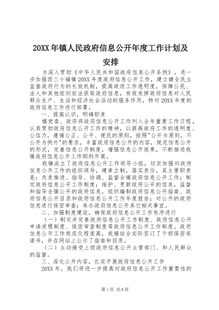 2024年镇人民政府信息公开年度工作计划及安排