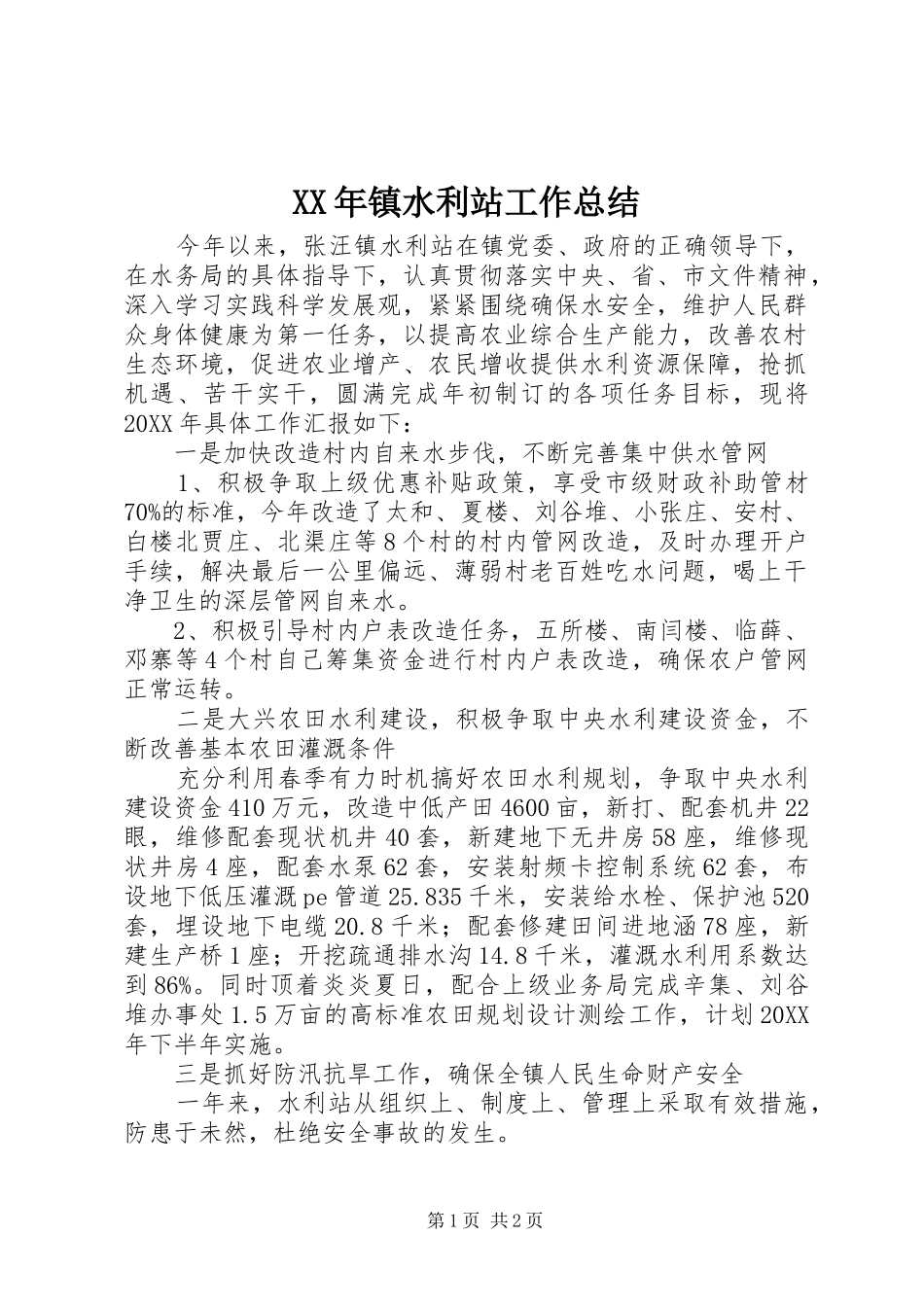 2024年镇水利站工作总结_第1页