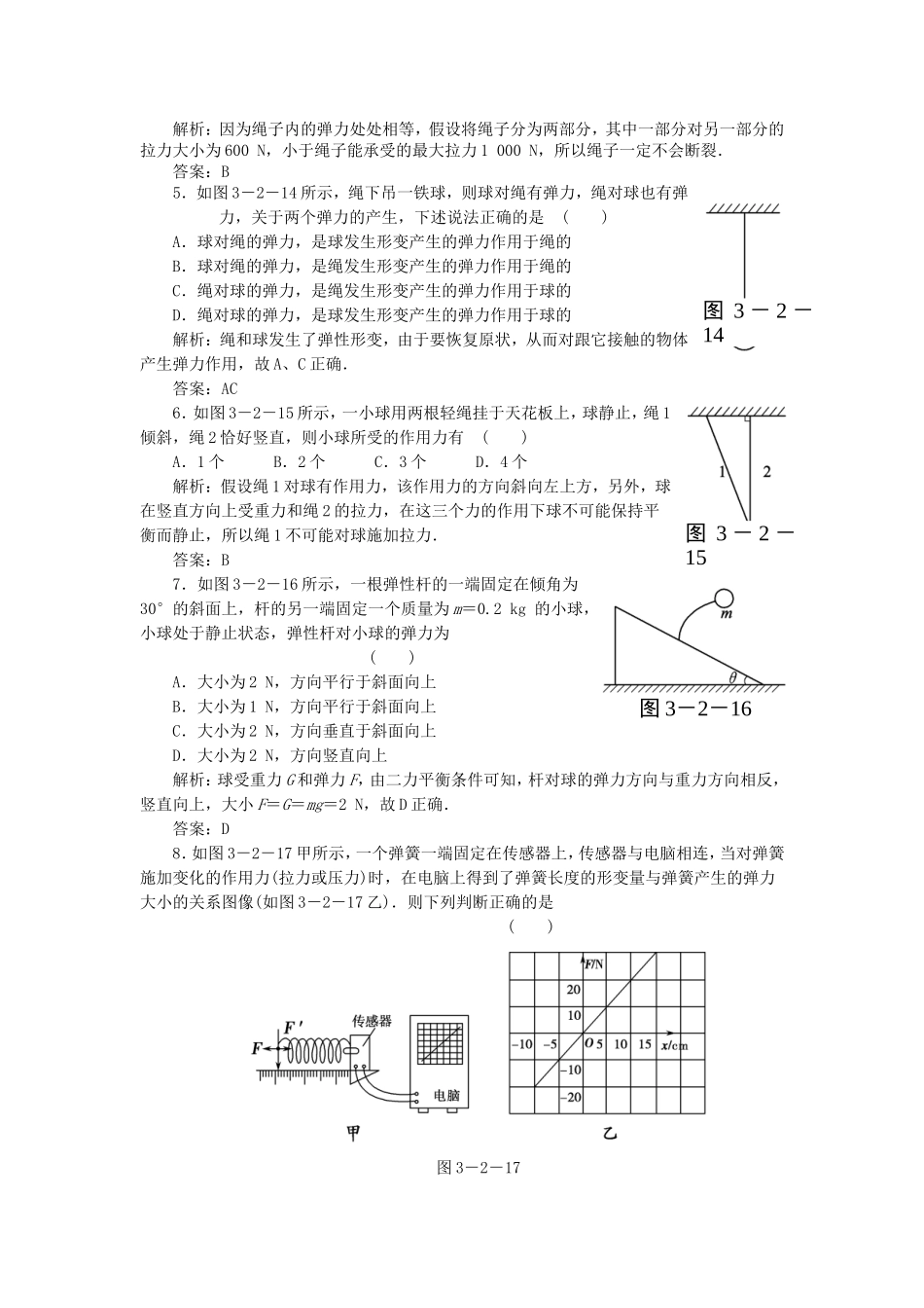 （课堂设计）高中物理 3.2 弹力同步精练 沪科版必修1_第2页