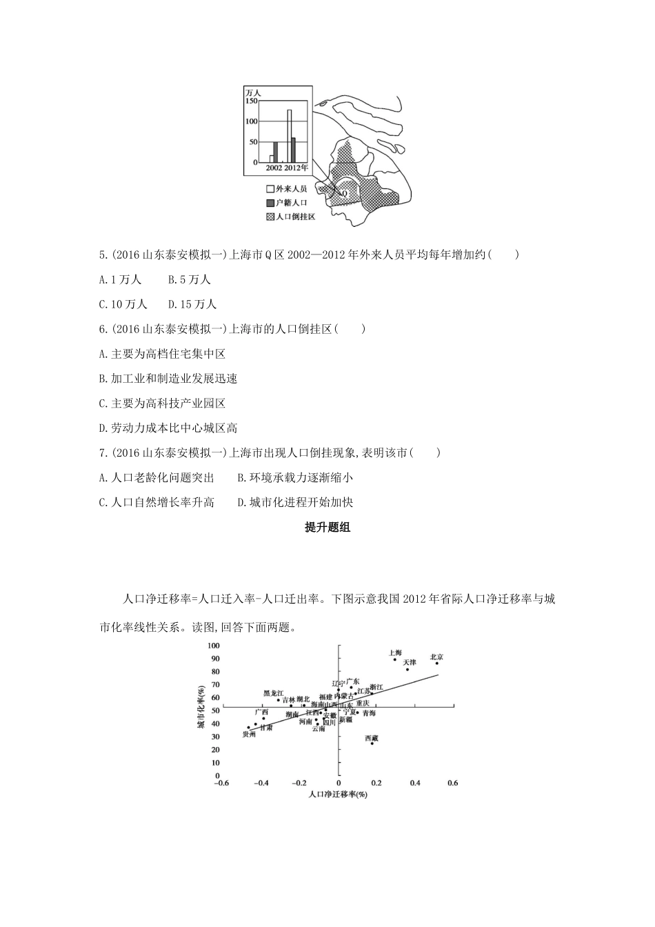 （课标版）高考地理一轮总复习 第七单元 人口的变化 第二讲 人口的空间变化检测 新人教版-新人教版高三全册地理试题_第2页