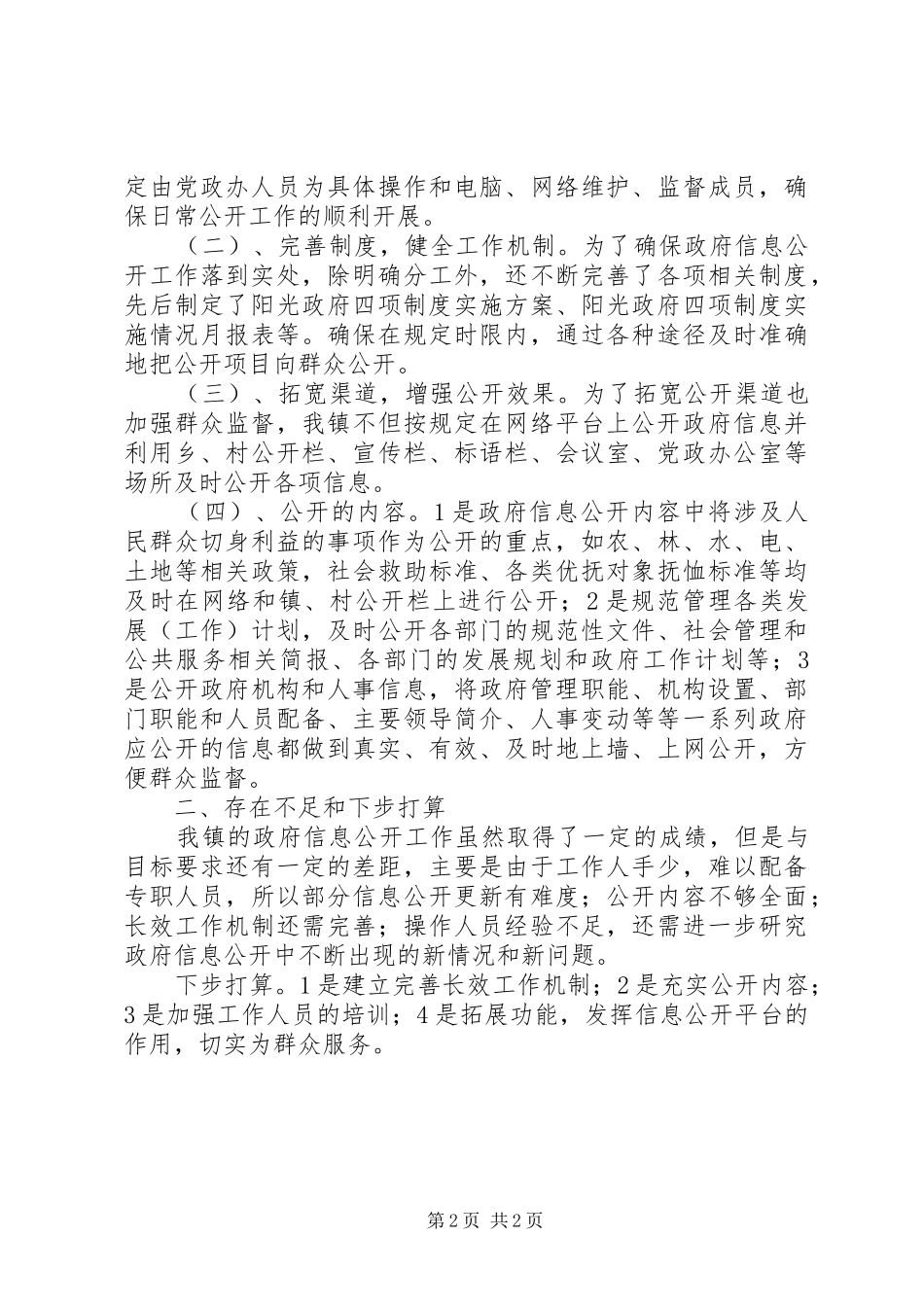 2024年镇信息公开总结范文_第2页