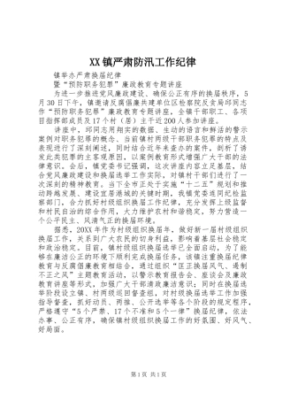 2024年镇严肃防汛工作纪律