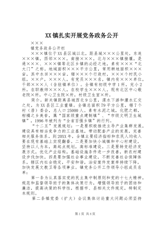 2024年镇扎实开展党务政务公开