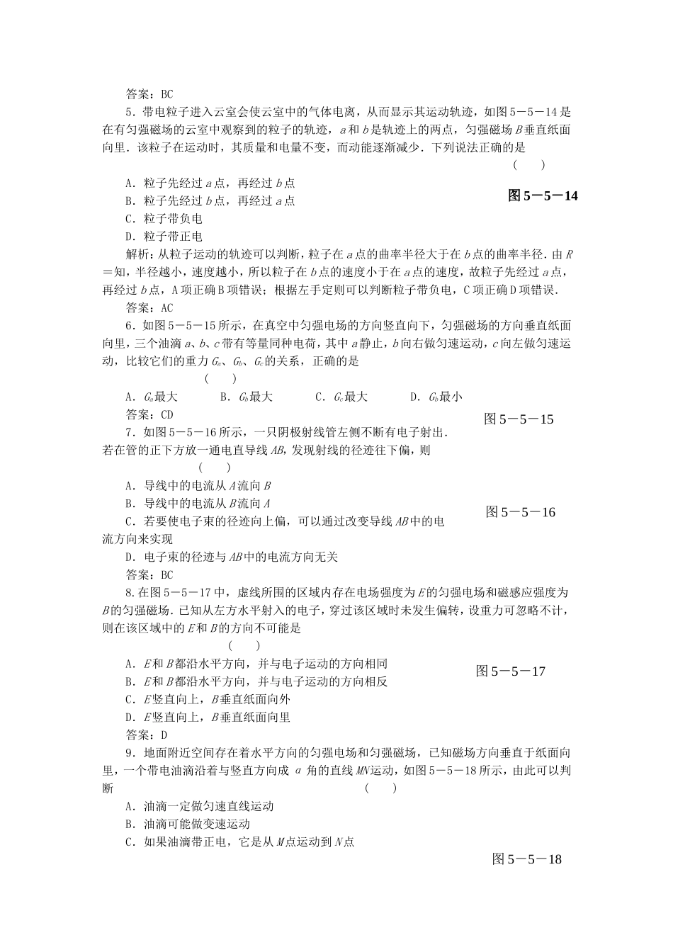 （课堂设计）高中物理 5.5 探究洛伦兹力同步精练 沪科版选修3-1_第2页