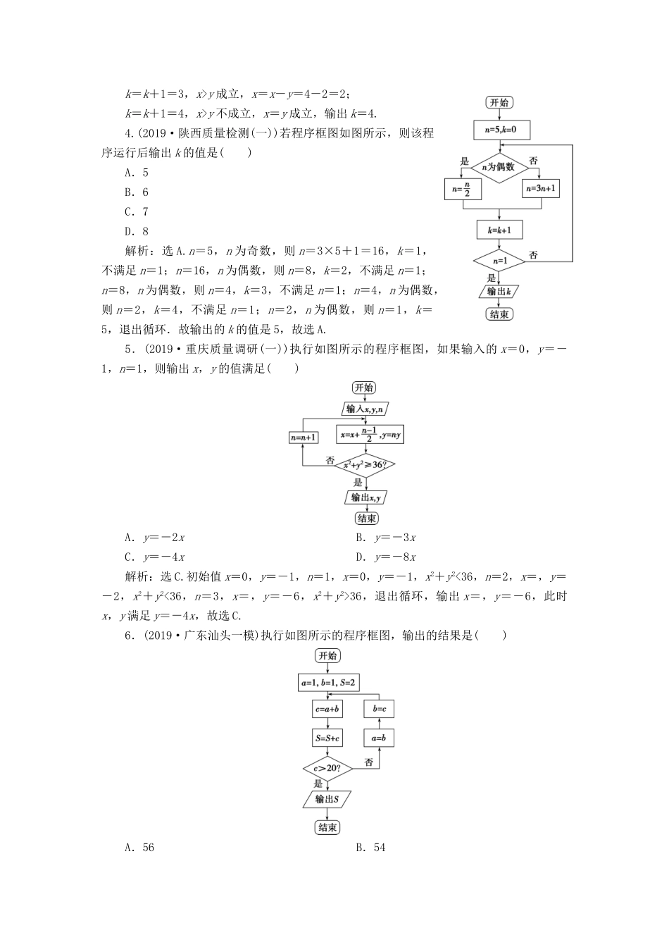 （课标通用版）高考数学大一轮复习 第十二章 复数、算法、推理与证明 第2讲 算法与程序框图检测 文-人教版高三全册数学试题_第2页
