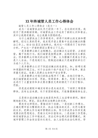 2024年终城管人员工作心得体会