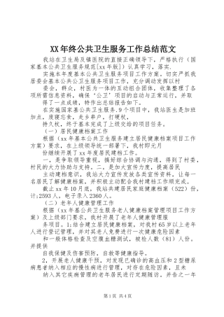 2024年终公共卫生服务工作总结范文