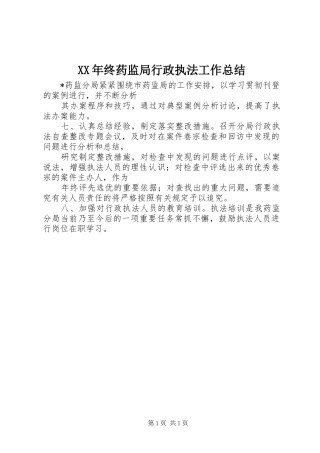 2024年终药监局行政执法工作总结