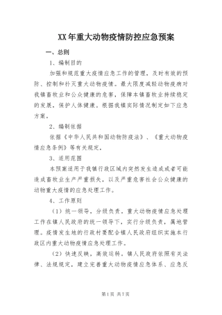 2024年重大动物疫情防控应急预案