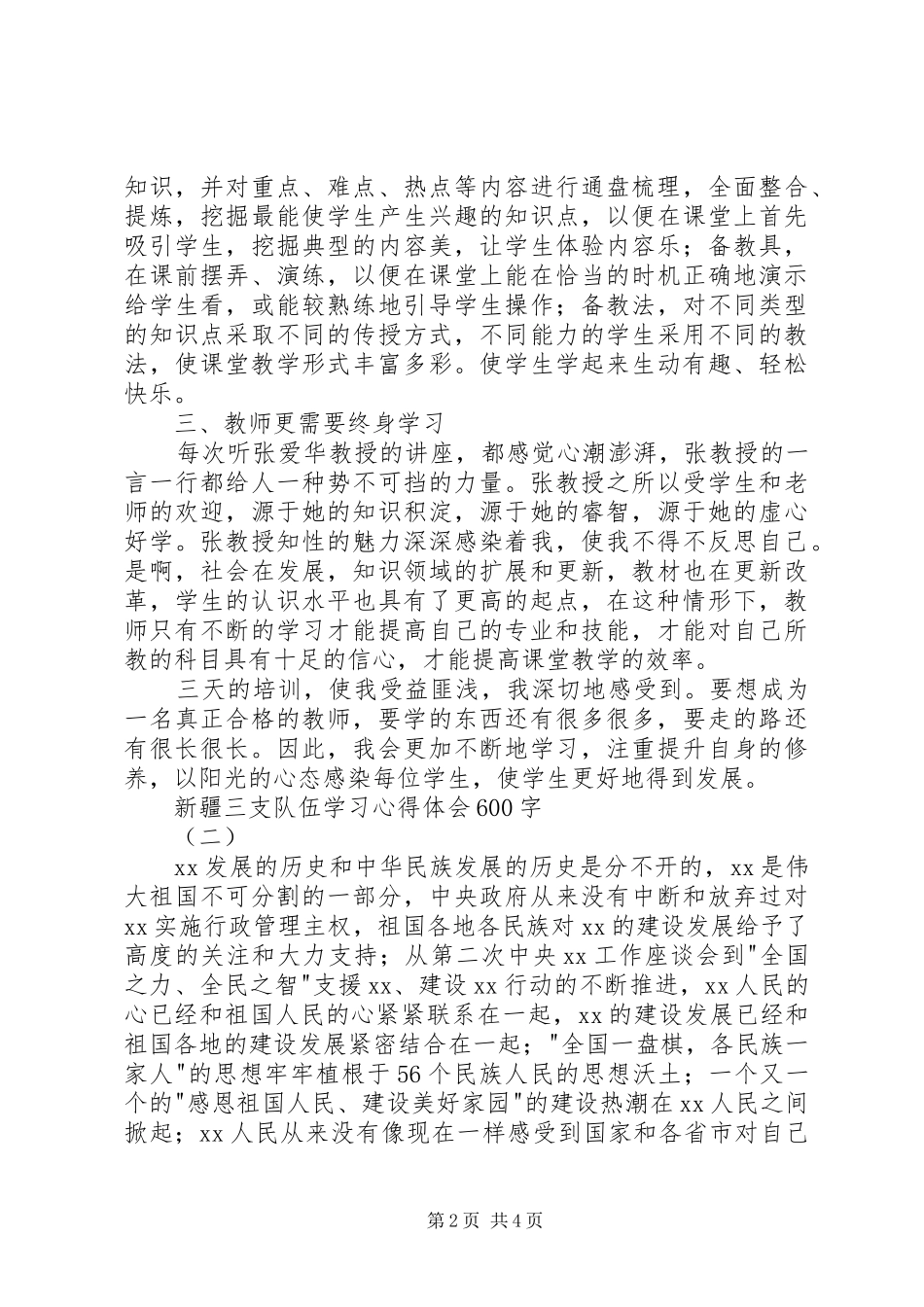 2024年自治区学习新疆三支队伍心得体会_第2页