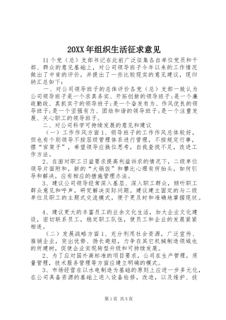 2024年组织生活征求意见