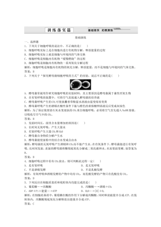 （课堂设计）学高中生物 5.3 ATP的主要来源 细胞呼吸拓展演练 新人教版必修1